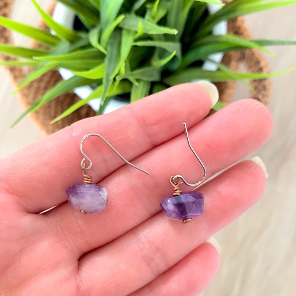 ❌SOLD❌ Purple amethyst Purple stone Earrings